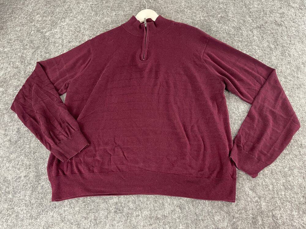 Perry Ellis Sweater Womens Extra Large 1/4 Zip Sweatshirt Red Pullover N132
